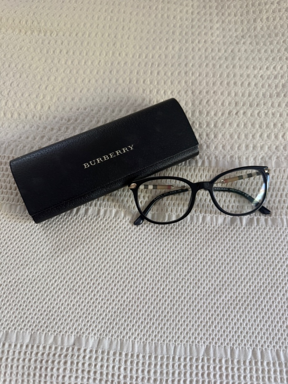 Burberry Black Cat-Eye Optical Frames with Gold Accents